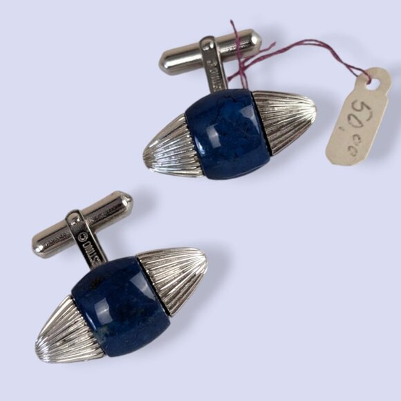 Vintage Destino Boucher Silver & Blue Cufflinks - Picture 2 of 5